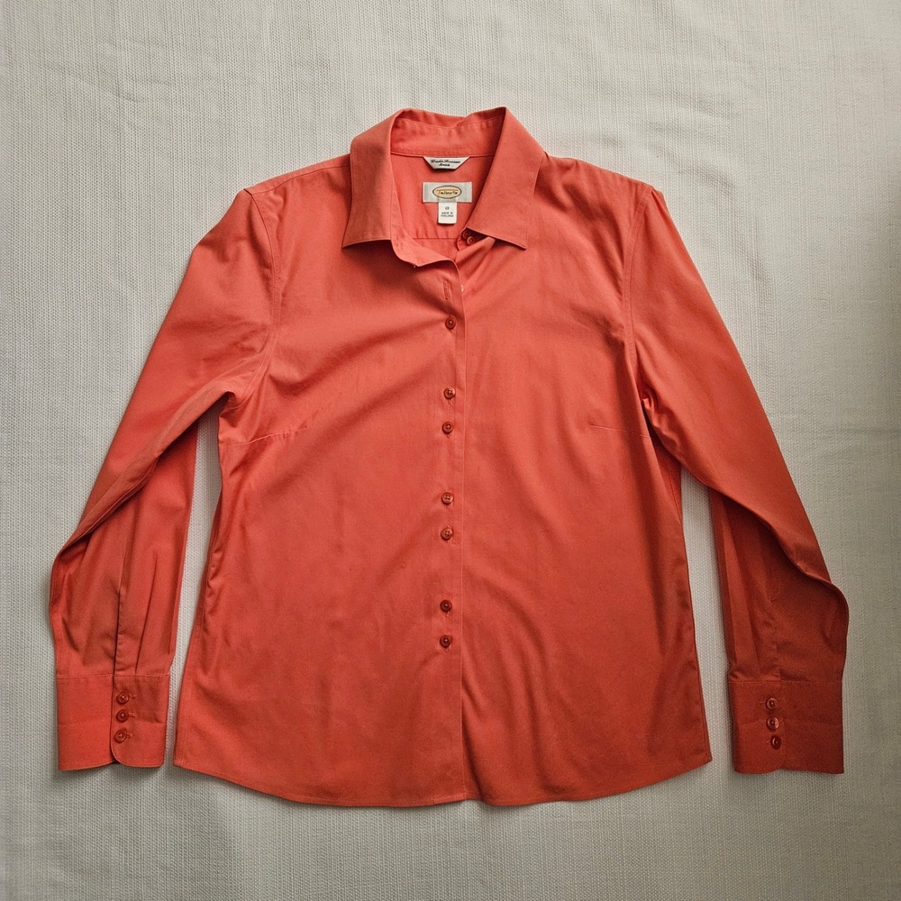 Talbots Button Down Shirt Size 10 Wrinkle Resistant Cottn Stretch Classic Spring